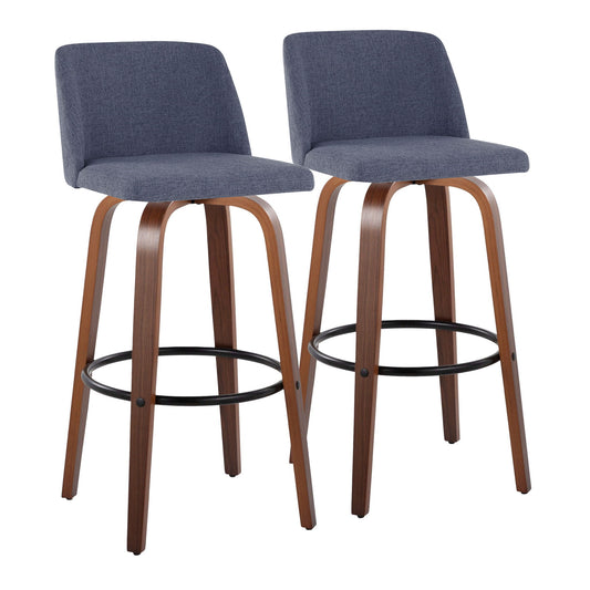 Toriano - Mid Century Modern Fixed Height Barstool Swivel And Round Footrest (Set of 2) Lumi Source