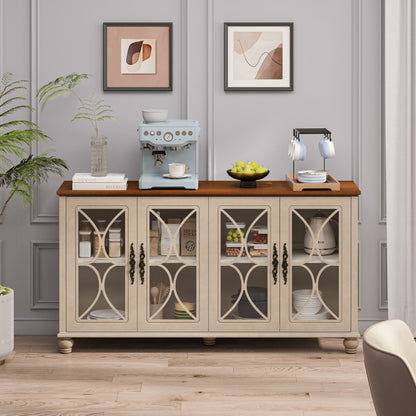 Elegant 4 Door Cabinet With Tempered Glass Doors Home Essentials