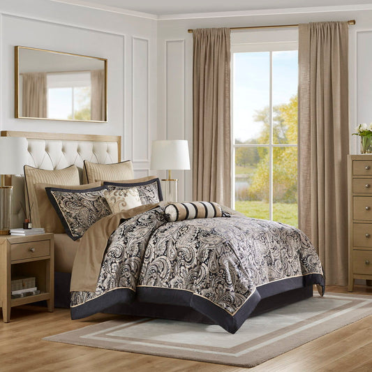 Aubrey - 12 Piece Complete Bed Set - Black Madison Park