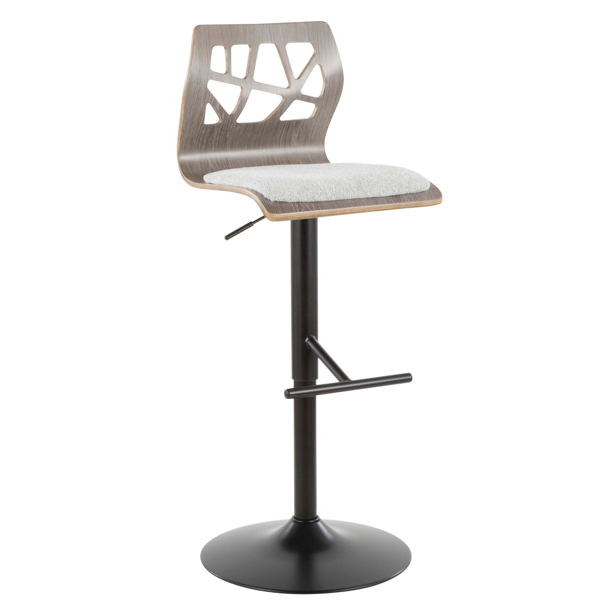 Folia - Mid Century Modern Adjustable Barstool With Swivel With Straight T Footrest (Set of 3) Lumi Source