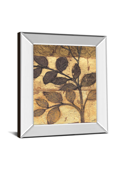 Bronzed Branches I By Norman Wyatt, Jr. - Mirror Framed Print Wall Art - Dark Brown