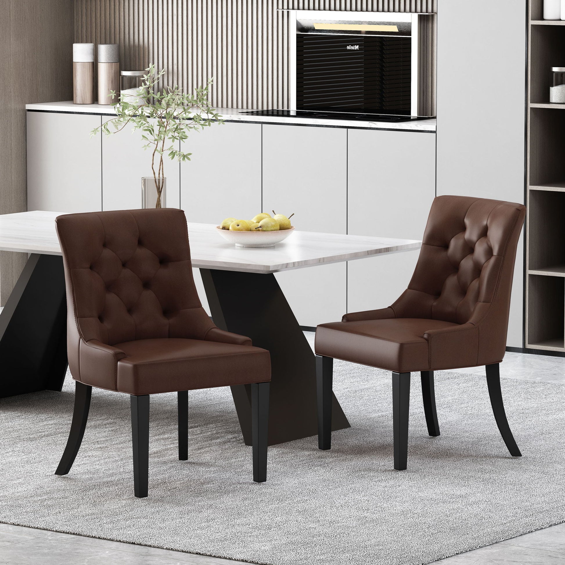 Cheney - Contemporary Dining Chair Tufted Upholstery (Set of 2) Noble House