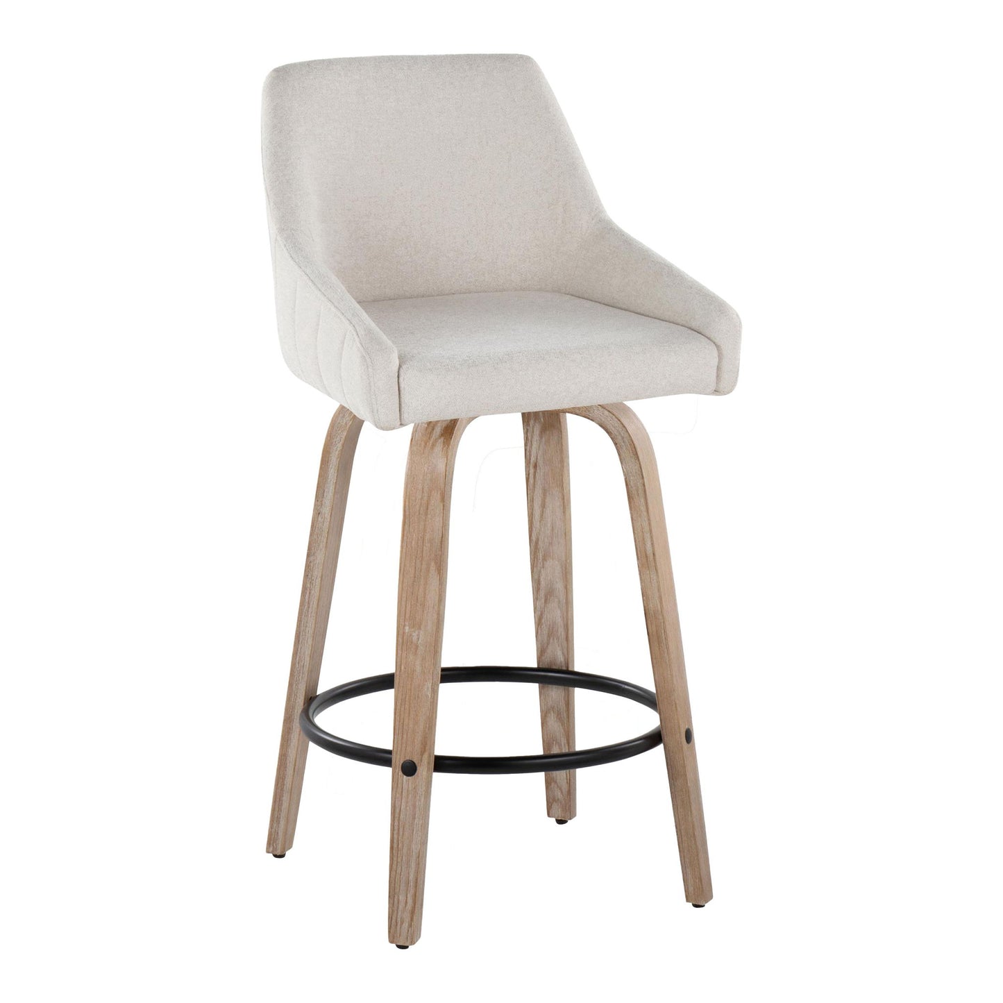 Hannah - Transitional Fixed Height Counter Stool With Swivel With Round Footrest (Set of 2) Lumi Source