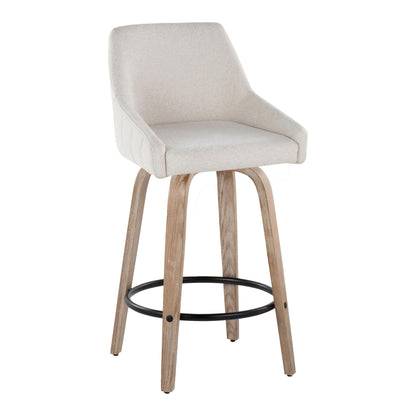 Hannah - Transitional Fixed Height Counter Stool With Swivel With Round Footrest (Set of 2) Lumi Source