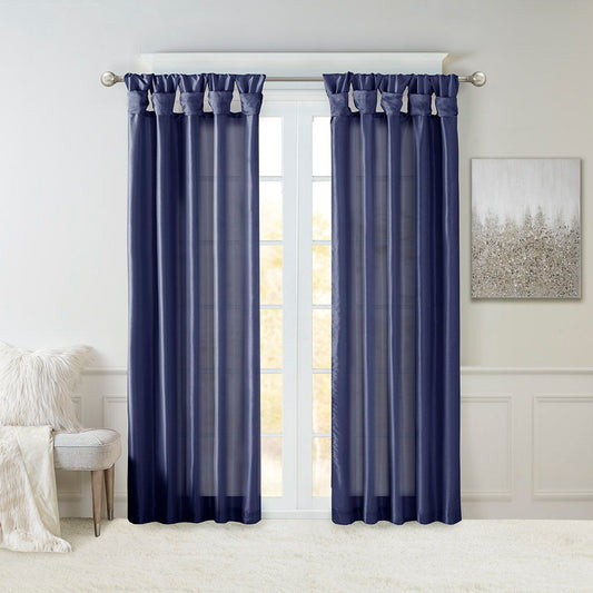 Emilia - 108" Twist Tab Lined Window Curtain - Navy