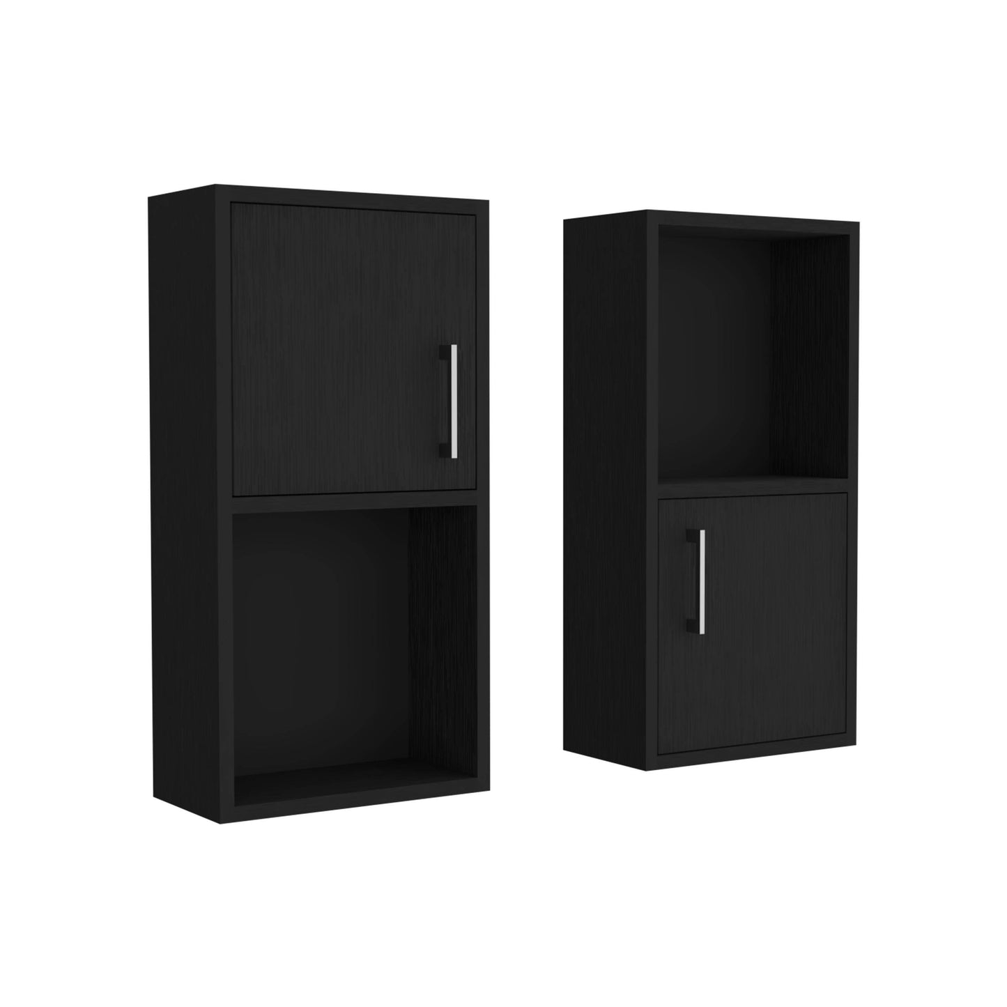 Wall Mounted Bathroom Medicine Cabinet Eak Two Doors, Two Shelves - Black