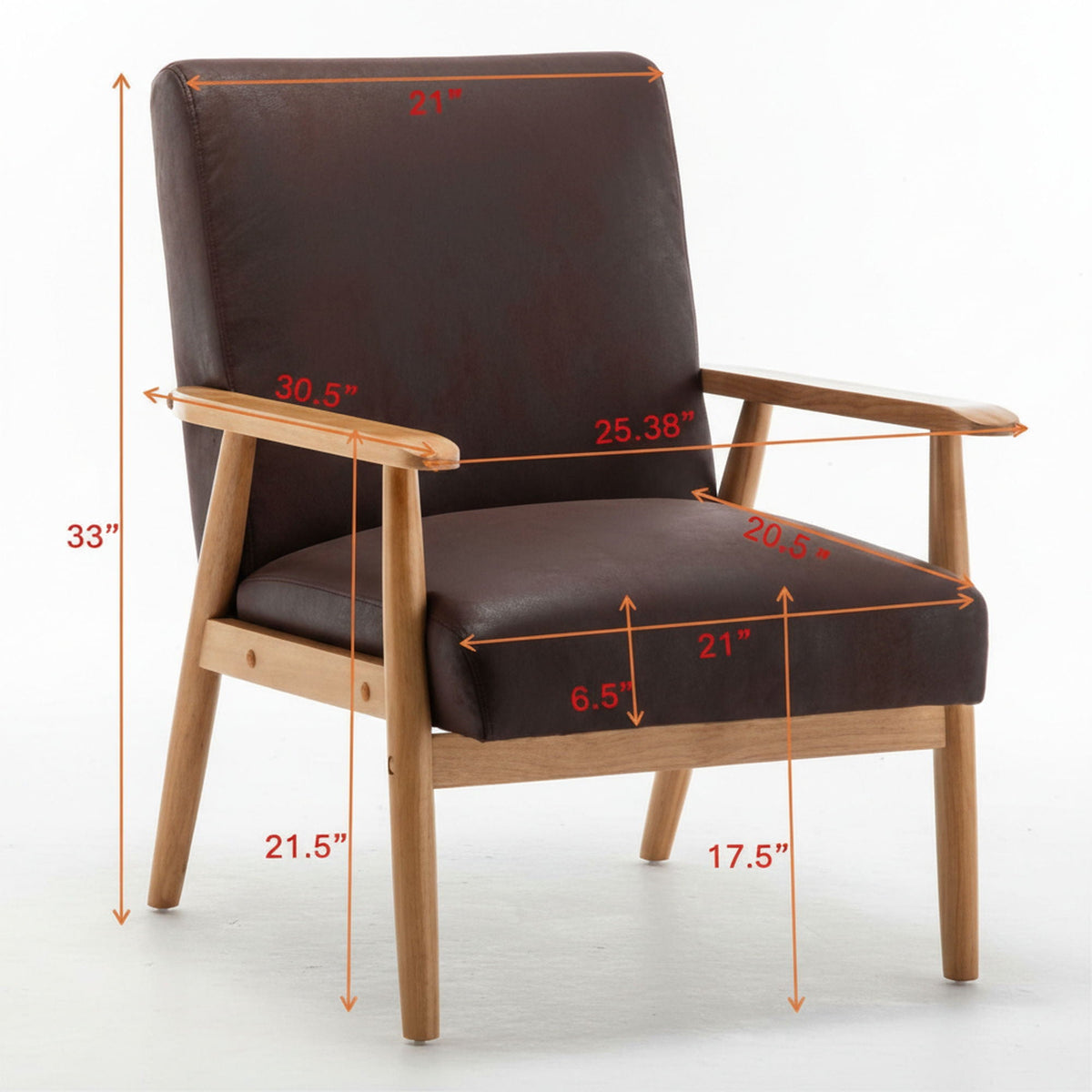 Wide Arm Chair - Light Brown US Pride