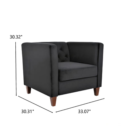 Button Tufted Accent Square Arm Upholstered Chair - Black US Pride