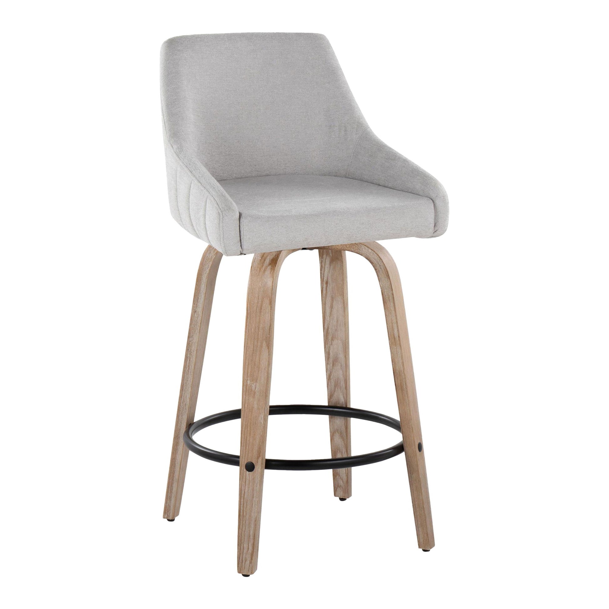 Hannah - Transitional Fixed Height Counter Stool With Swivel With Round Footrest (Set of 2) Lumi Source