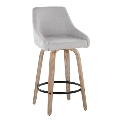 Hannah - Transitional Fixed Height Counter Stool With Swivel With Round Footrest (Set of 2) Lumi Source