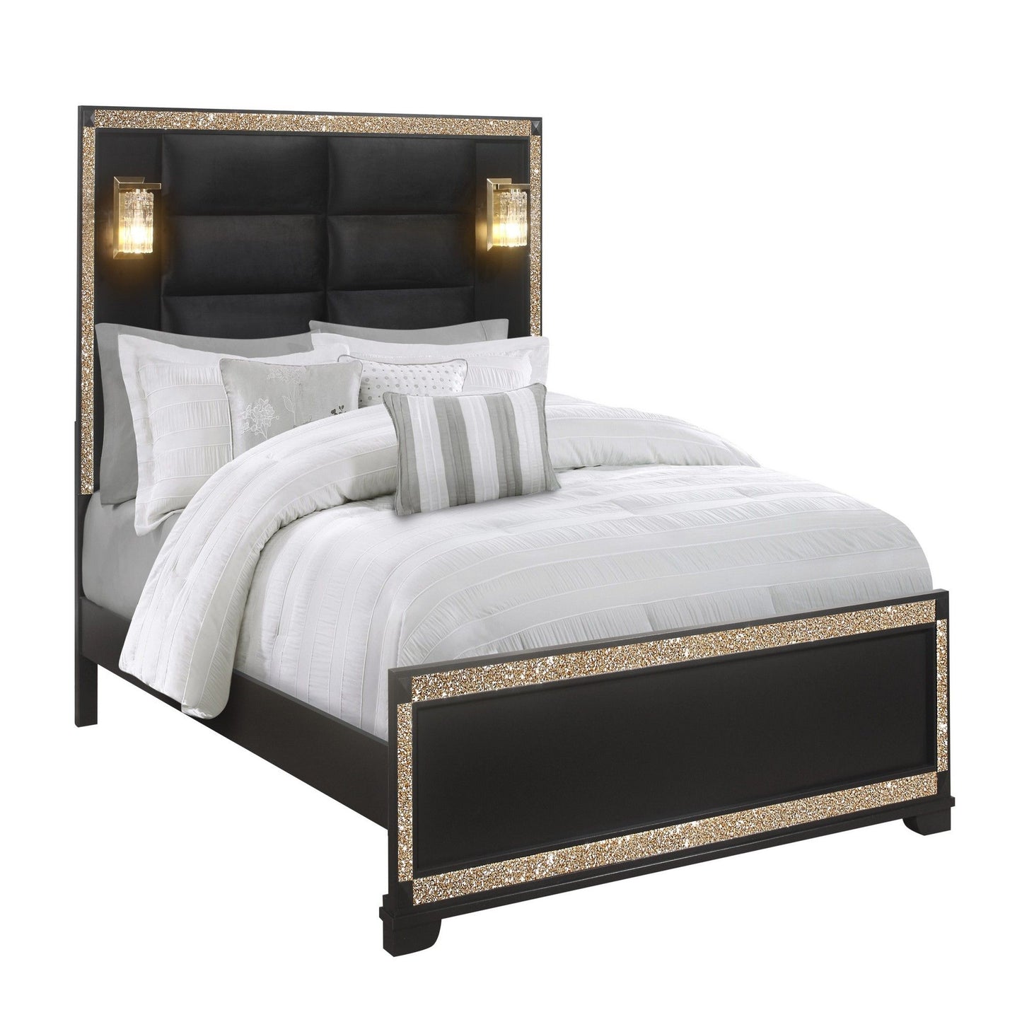 Lively - Bedroom Set With Glitter Detail And Padded Headboard Global Furniture USA