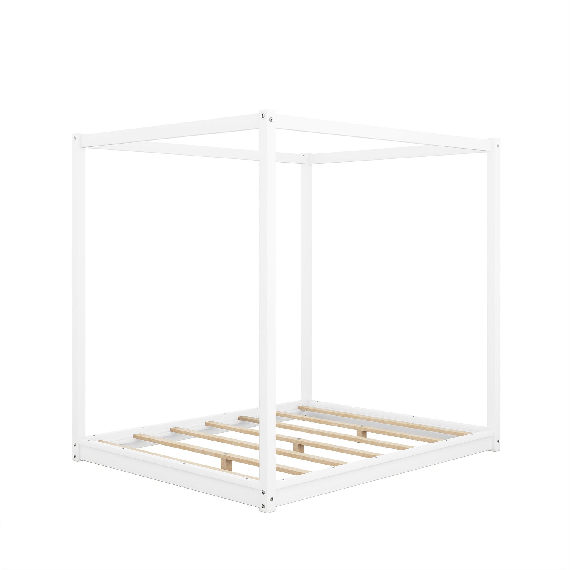 Wood Canopy Platform Bed With Support Legs And Airflow Slats Hearth and Haven