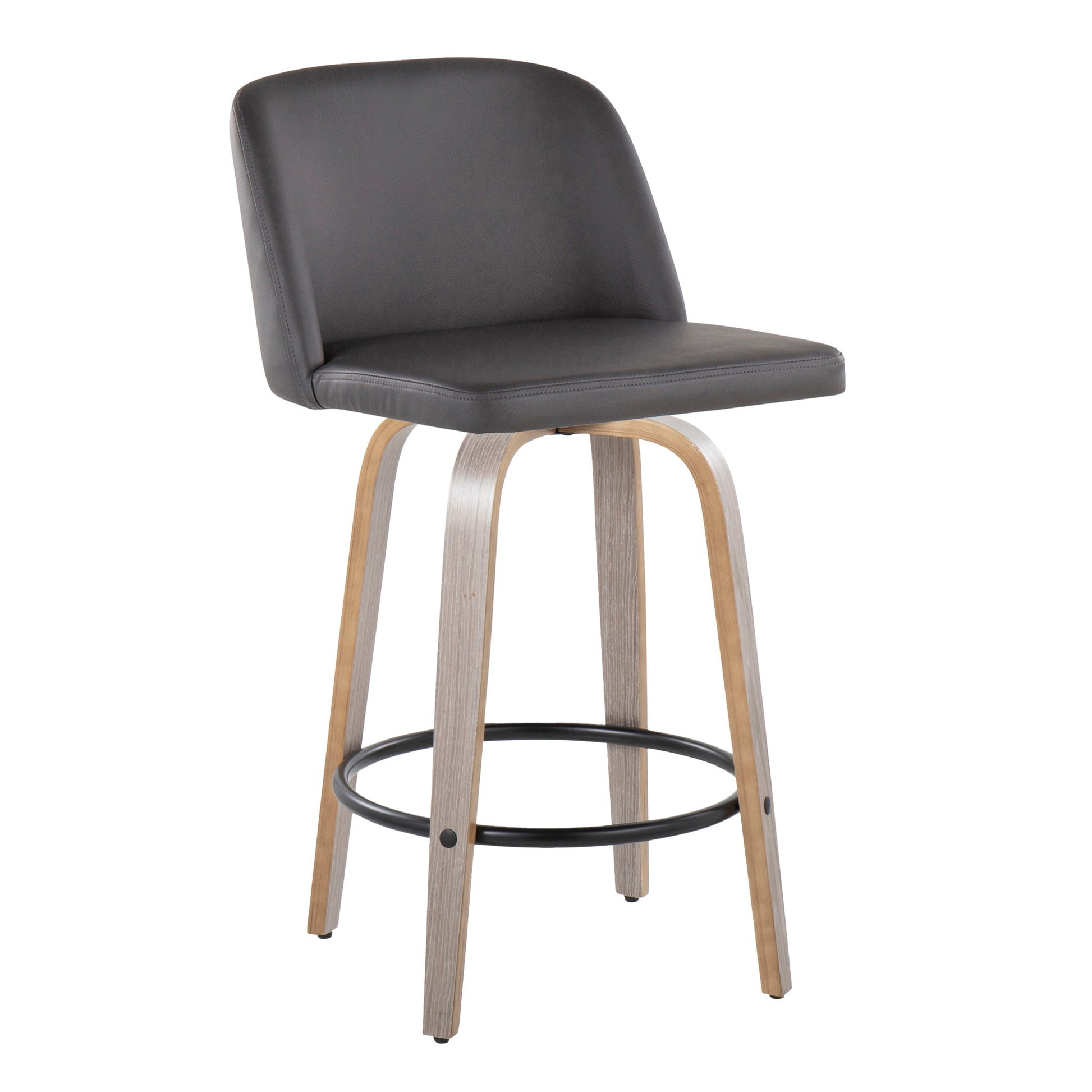 Toriano - Contemporary Fixed Height Counter Stool With Swivel & Round Footrest (Set of 2) Lumi Source