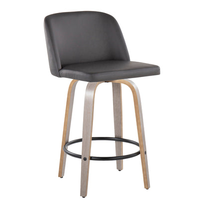 Toriano - Contemporary Fixed Height Counter Stool With Swivel & Round Footrest (Set of 2) Lumi Source