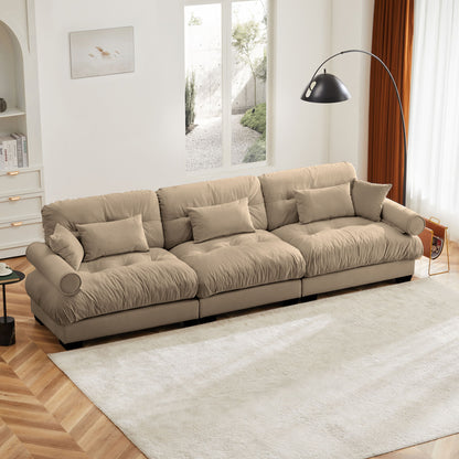 Modern Oversize Sofa With Cloud Like Comfort, Featuring Waist And Throw Pillows Home Essentials