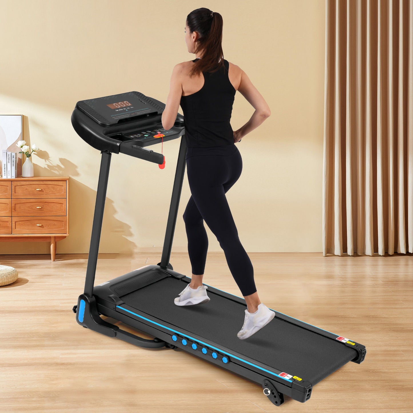 Incline Treadmill For Running & Walking, Hydraulic System Auto Folding With Type C & USB Charge For Android, 10Mph, Bluetooth Speaker - Black Daily Nest