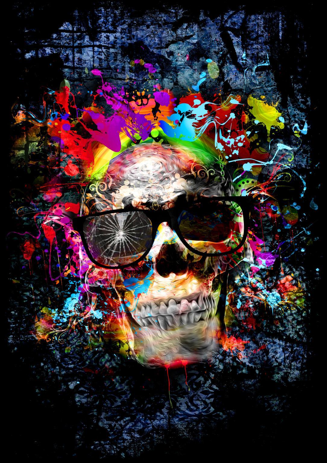 Tempered Glass With Foil - Color me Skull - Black