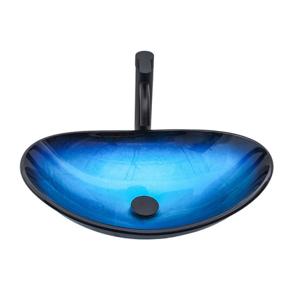 Tempered Glass Vessel Sink With Boat Shape Pop-Up Drain Daily Nest