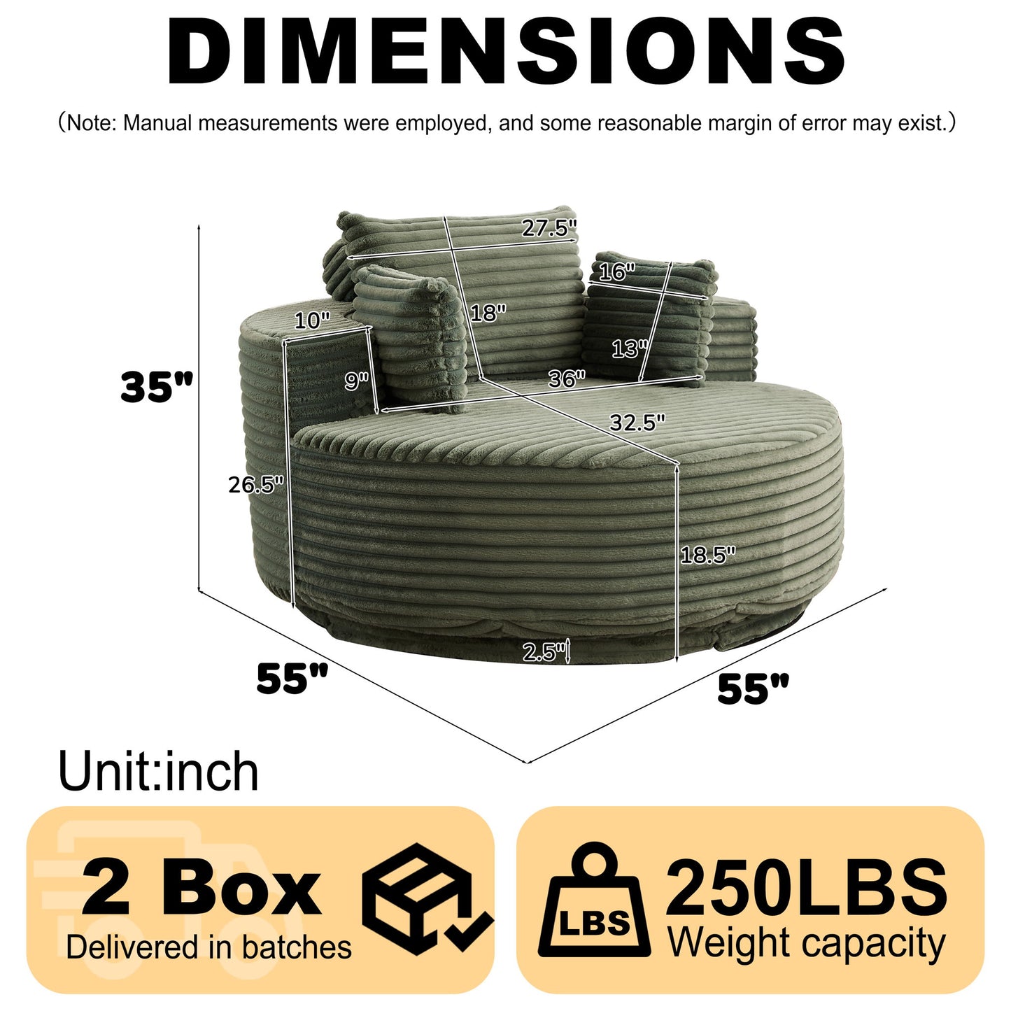 Swivel Chair With 360° Rotation For Living Room Home Essentials