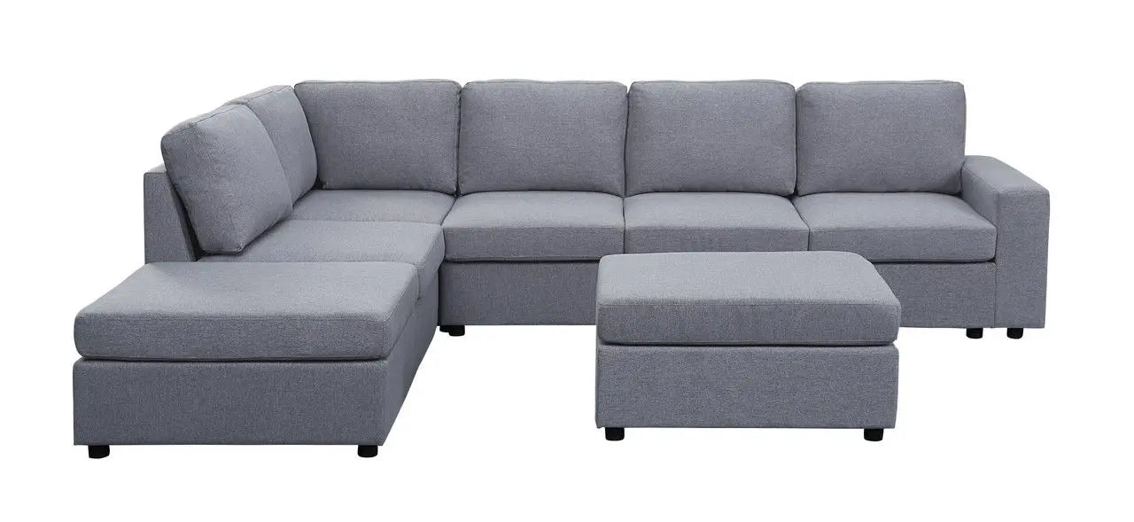 Cassia - 7 Seat Reversible Modular Sectional Sofa With Ottoman Lilola Home