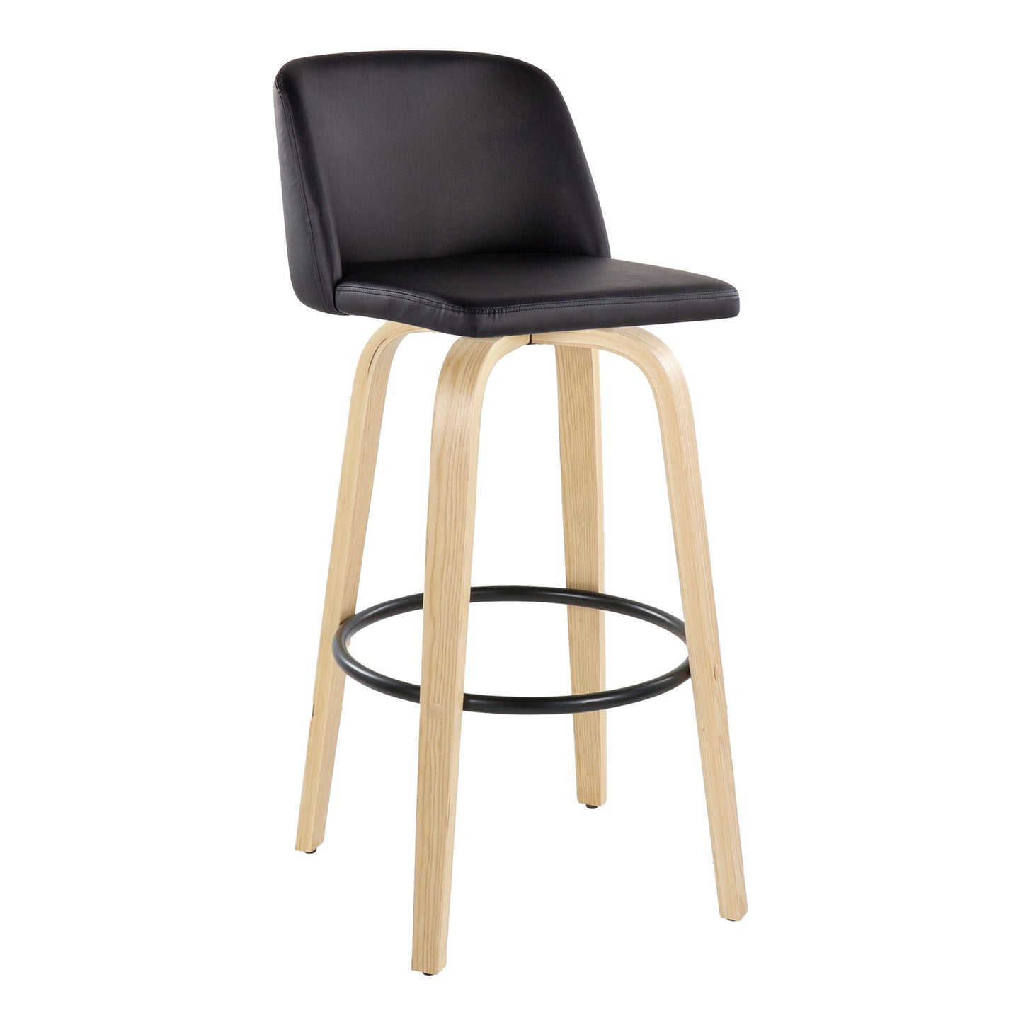 Toriano - Contemporary Fixed Height Barstool Swivel And Round Footrest (Set of 2) Lumi Source