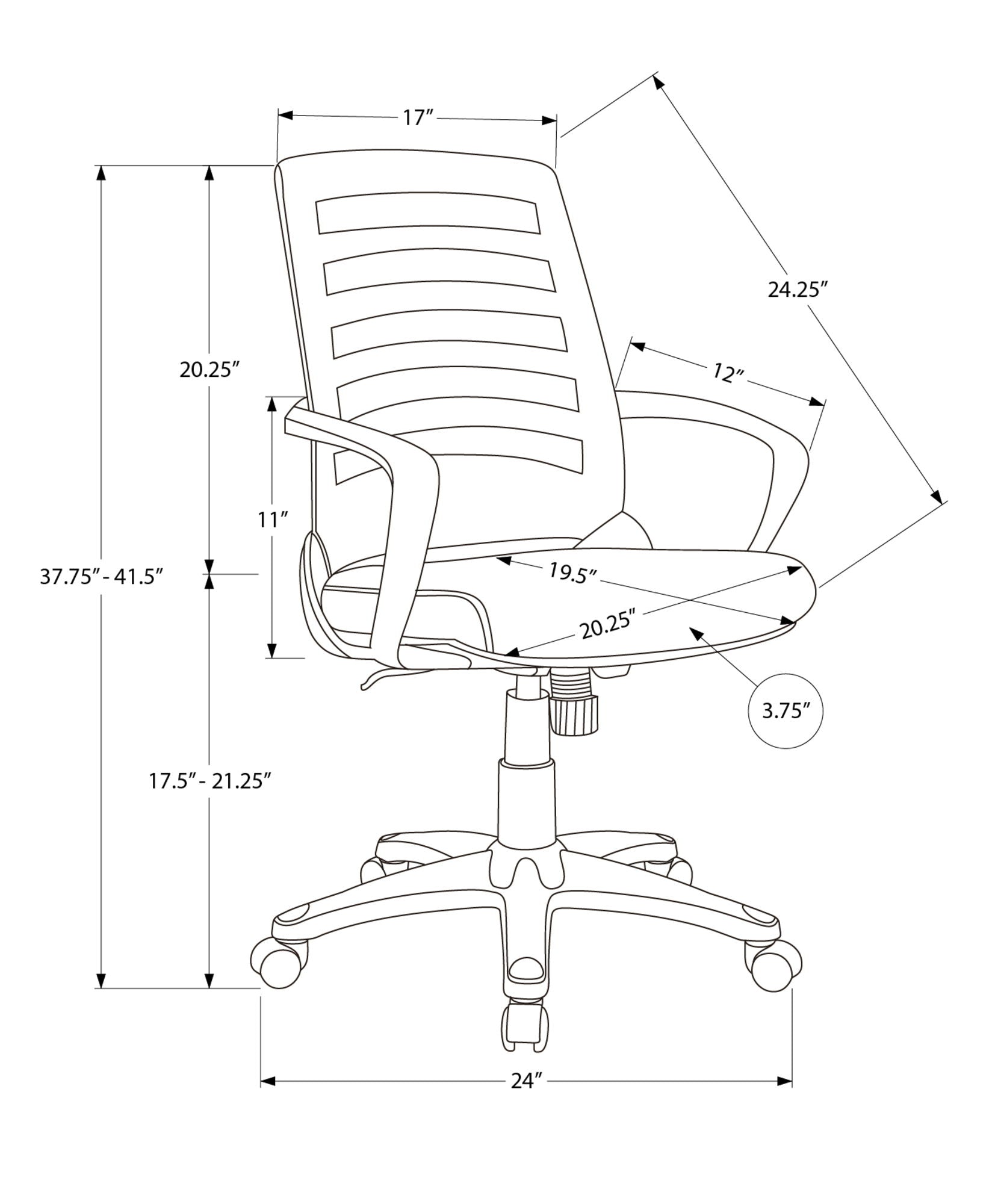 Office Chair, Adjustable Height, Swivel, Ergonomic, Armrests 8th Street