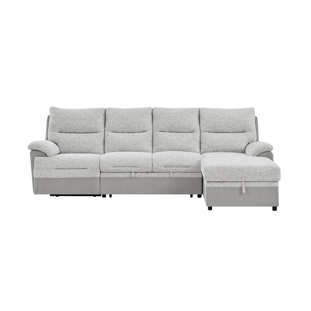 Sectional Sofa With Power Recline, USB Charging, And Storage Chaise - Gray Global Furniture USA