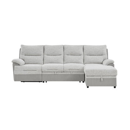 Sectional Sofa With Power Recline, USB Charging, And Storage Chaise - Gray Global Furniture USA