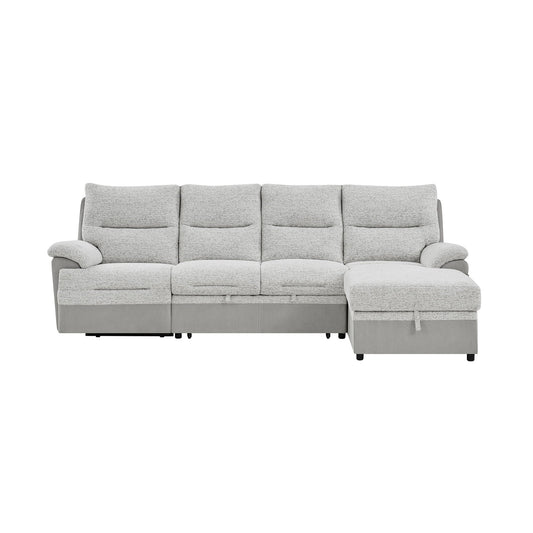 Sectional Sofa With Power Recline, USB Charging, And Storage Chaise - Gray Global Furniture USA