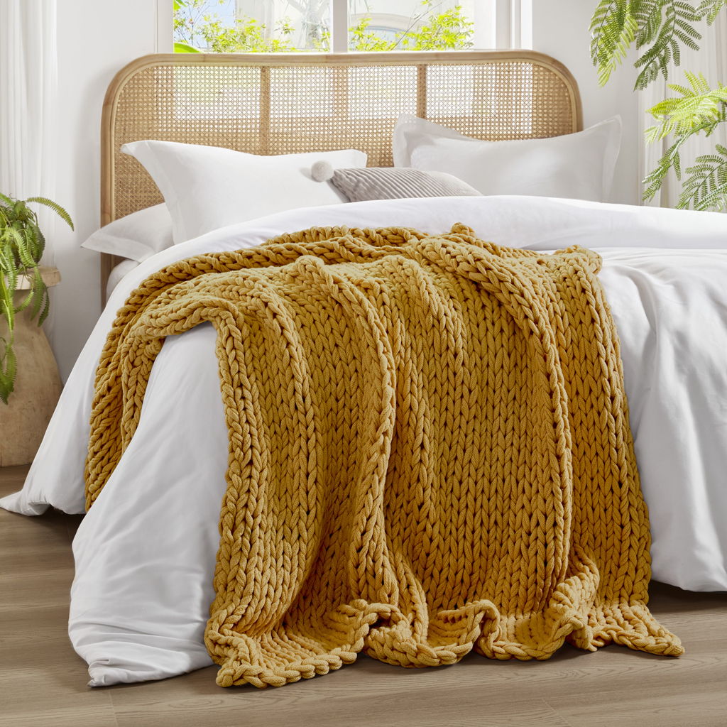 Chunky Double Knit - Handmade Throw - Yellow Madison Park
