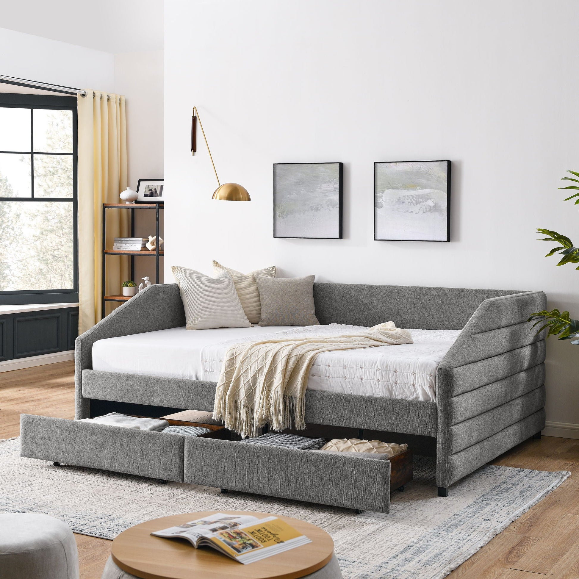 Elegant Daybed With Trundle Upholstered Tufted Sofa Bed Home Essentials