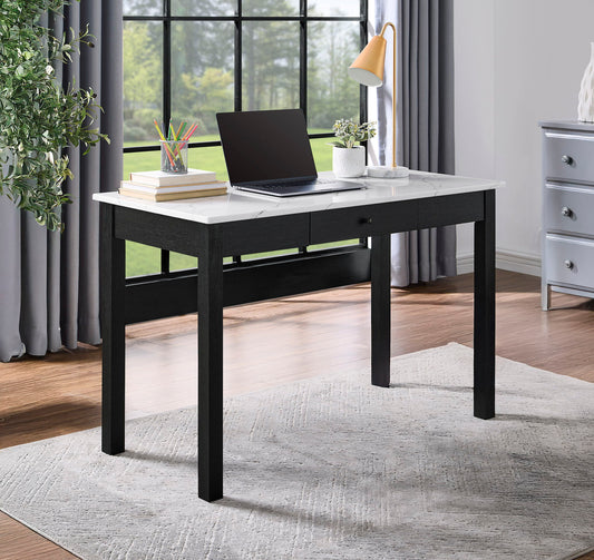 Rylee - Faux Marble Desk - Black / White Crown Mark