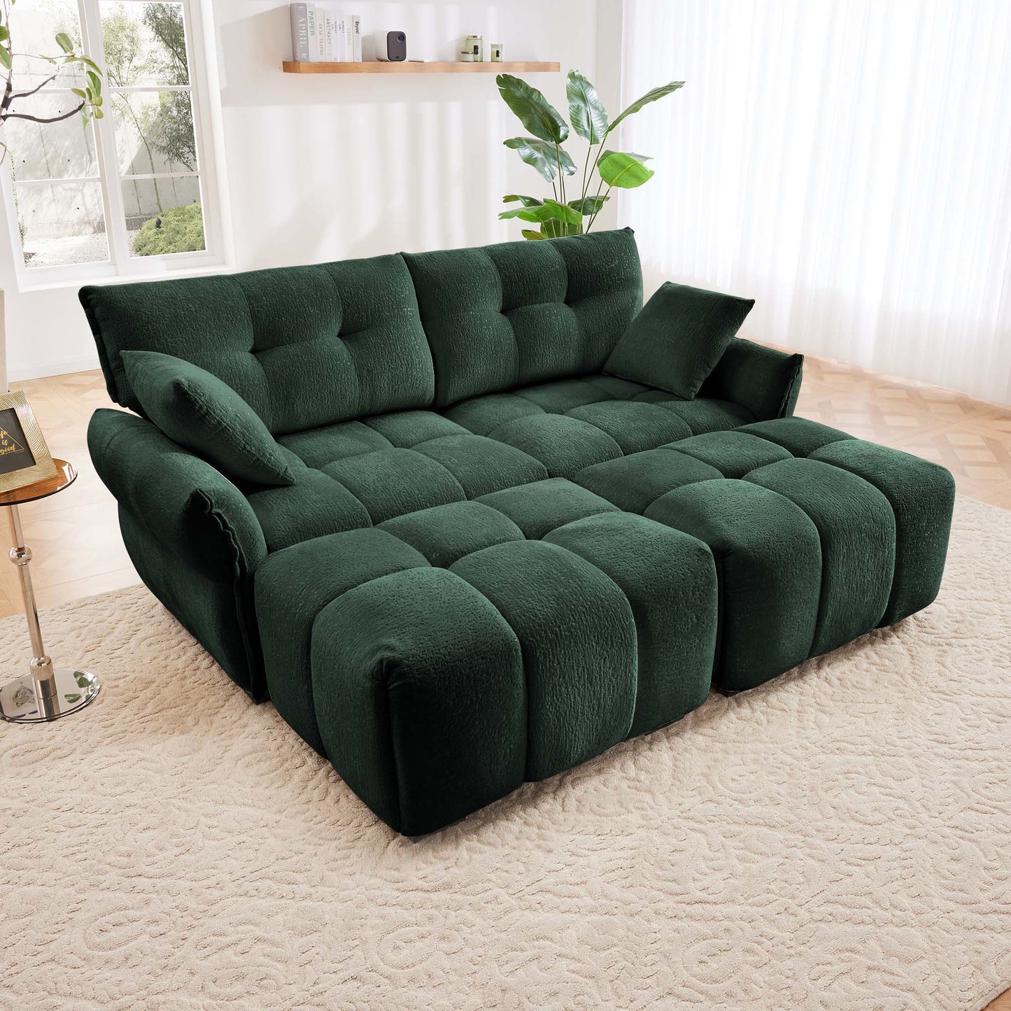 Sofa Set With Ottoman And Pillows, Textured, High Resilience Cushions Home Essentials