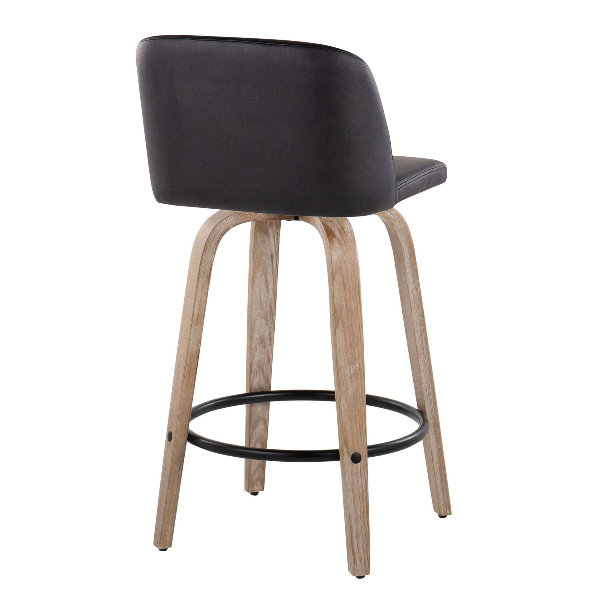 Toriano - Contemporary Fixed-Height Counter Stool & Swivel With Round Footrest (Set of 2) Lumi Source