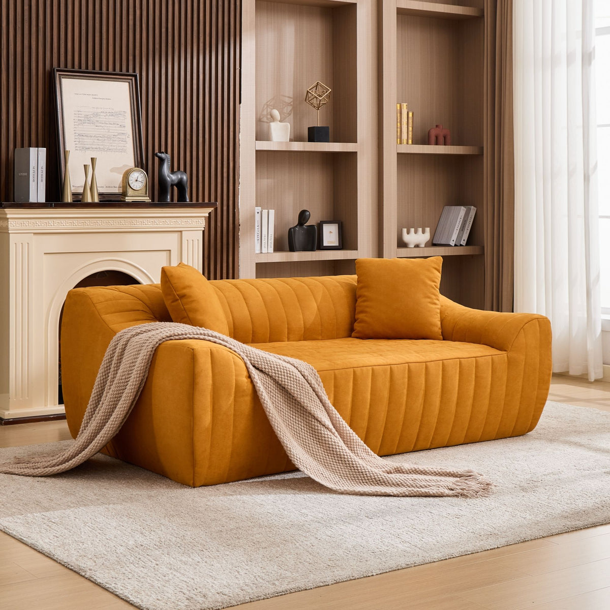 Oversized 2 Seater Loveseat With 2 Decor Throw Pillows, Deep Seat Sofa For Living Rooms Hearth and Haven