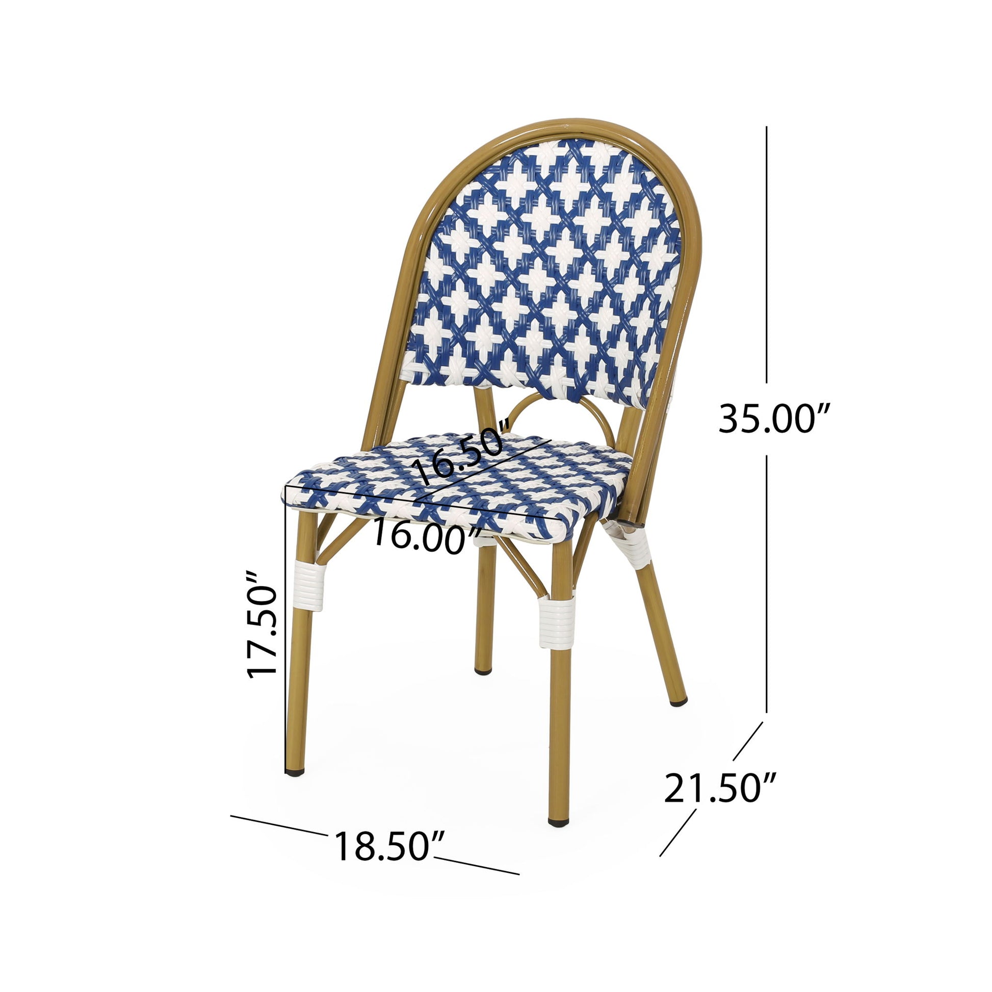 Chic French Bistro Chair With Durable Rattan And Aluminum Frame Noble House