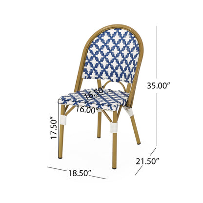 Chic French Bistro Chair With Durable Rattan And Aluminum Frame Noble House