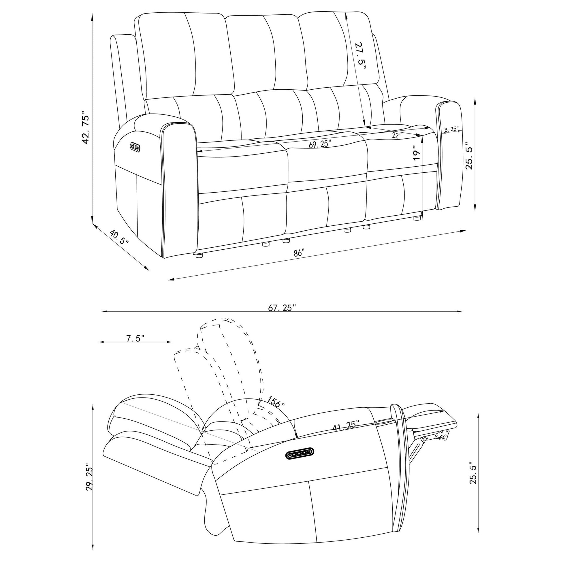Boyce - Triple Power Reclining Sofa With Independent Headrest Furniture Max