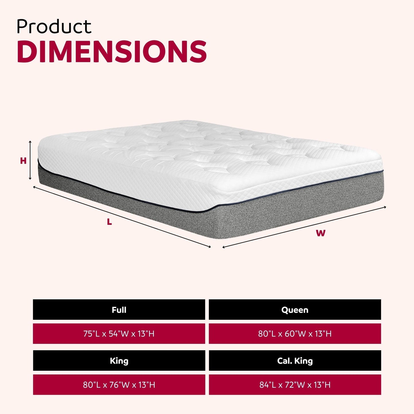 Ultra Plush 13" Gel Memory Foam Mattress For King Size Bed With Double Layered Jacquard Cover - Gray / White Daily Nest