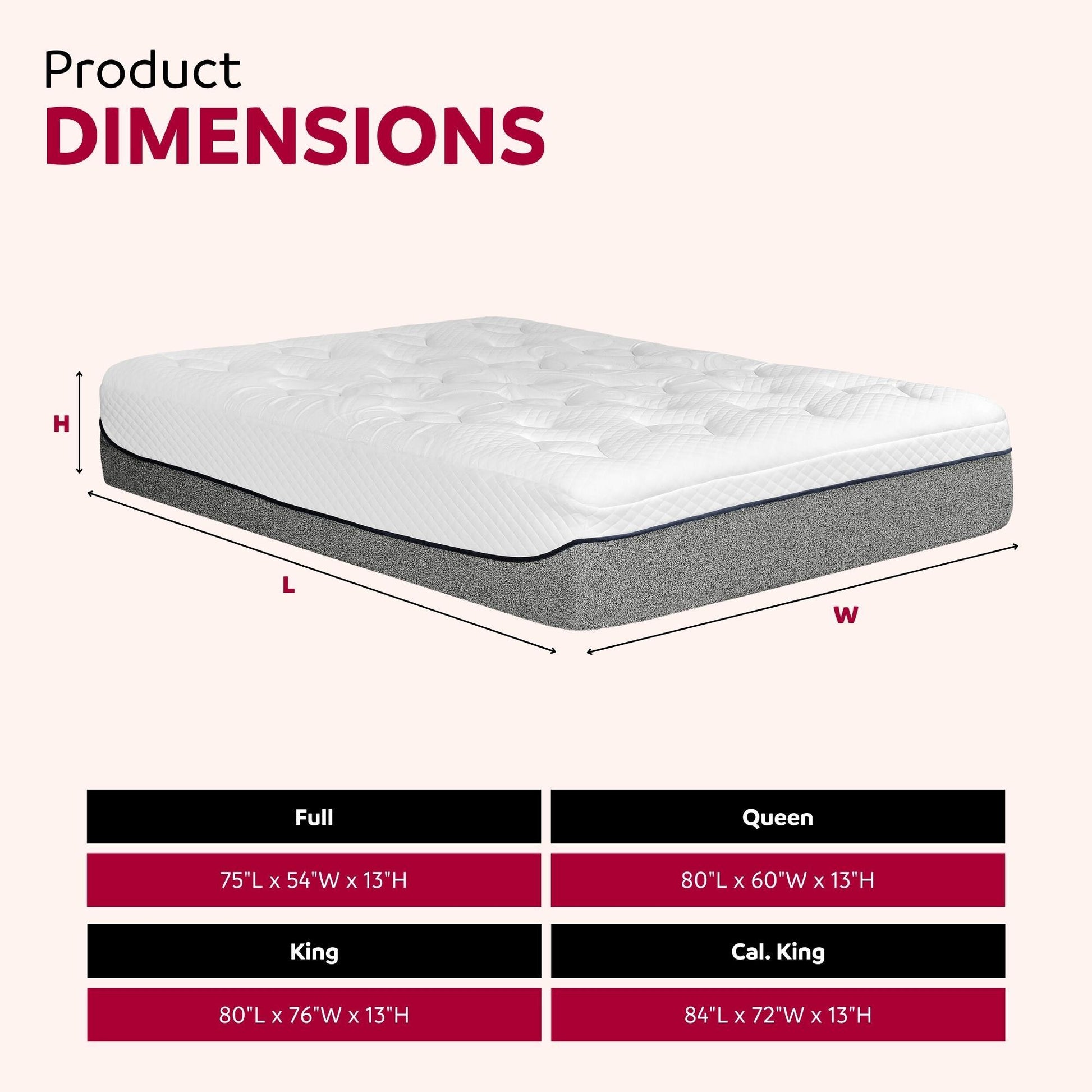 Ultra Plush 13" Gel Memory Foam Mattress For King Size Bed With Double Layered Jacquard Cover - Gray / White Daily Nest
