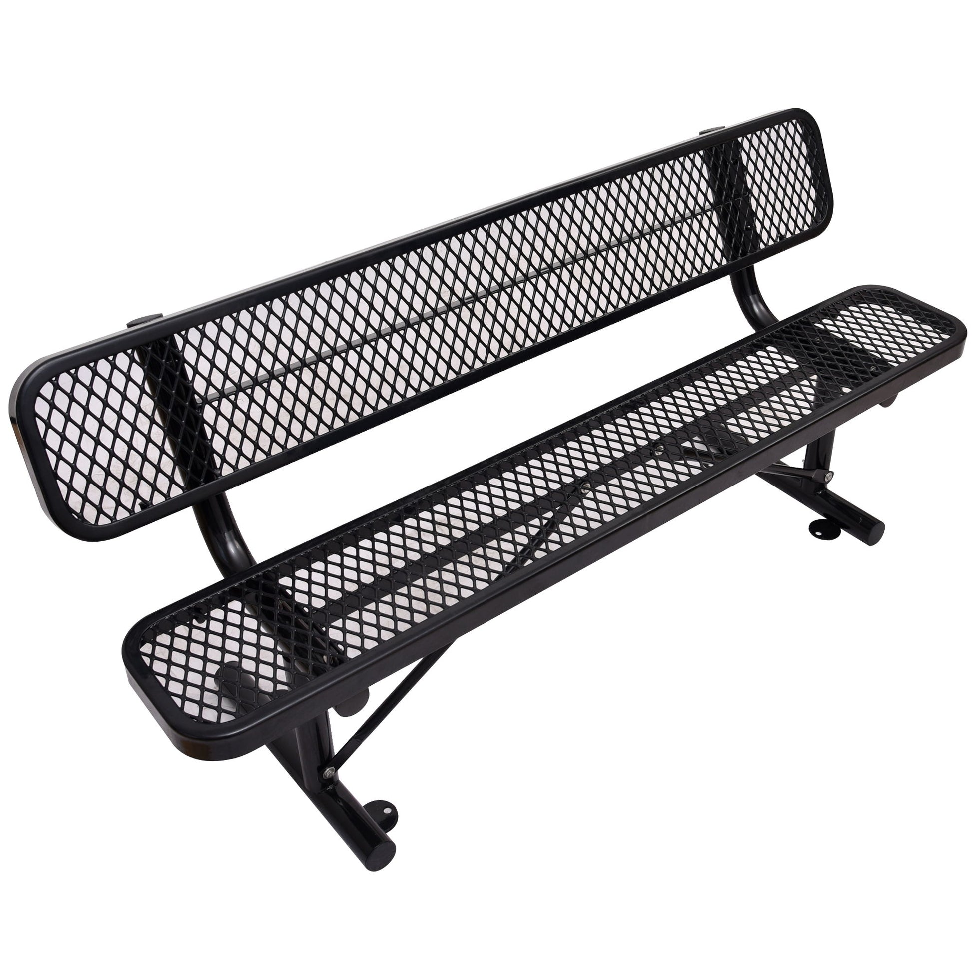 6' Outdoor Steel Bench With Backrest Home Essentials