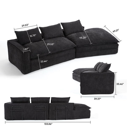 Modern Minimalist Modular Sectional Sofa With Deep Seats And Right Facing Chaise Home Essentials