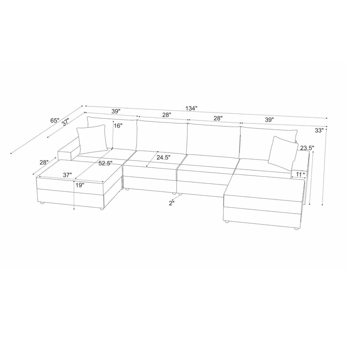 Sectional Sofa With 2 Ottomans And Toss Pillows Home Essentials