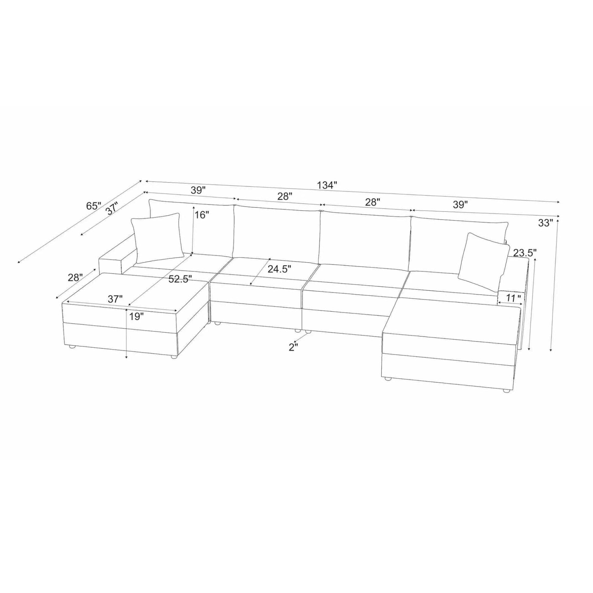 Sectional Sofa With 2 Ottomans And Toss Pillows Home Essentials