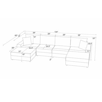 Sectional Sofa With 2 Ottomans And Toss Pillows Home Essentials