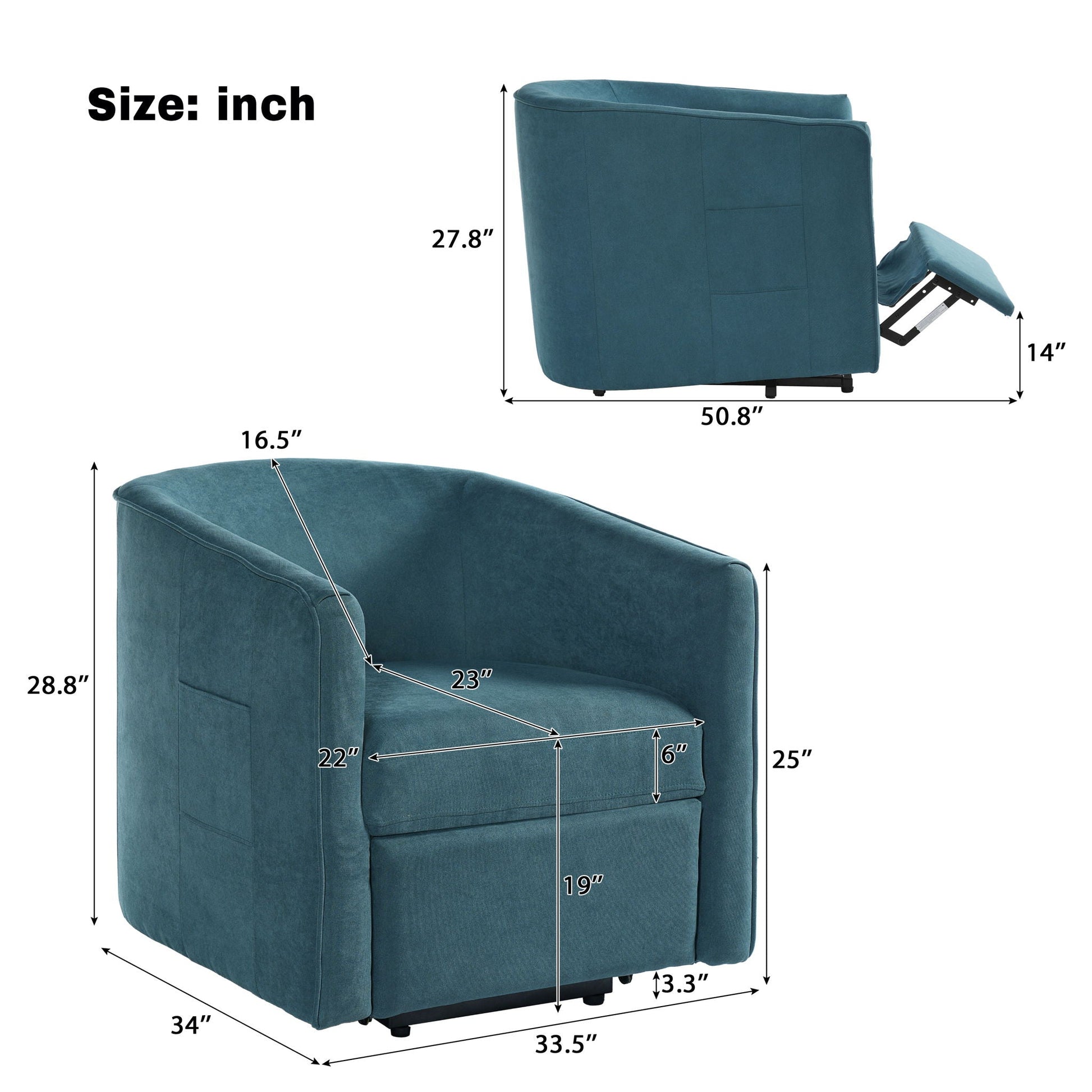 Power Lift Recliner Barrel Shape Reclining Chair With Footrest And Side Pocket Noble House
