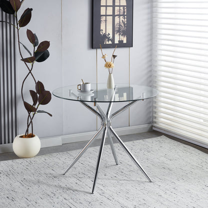 Compact Dining Table With Glass Top - Chrome Home Essentials