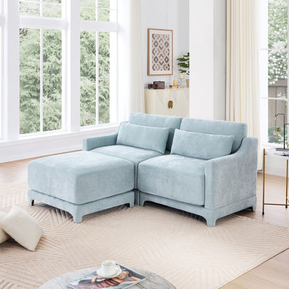 Stylish Sofa With Ottoman And Lumbar Pillows, Ergonomic Design Home Essentials