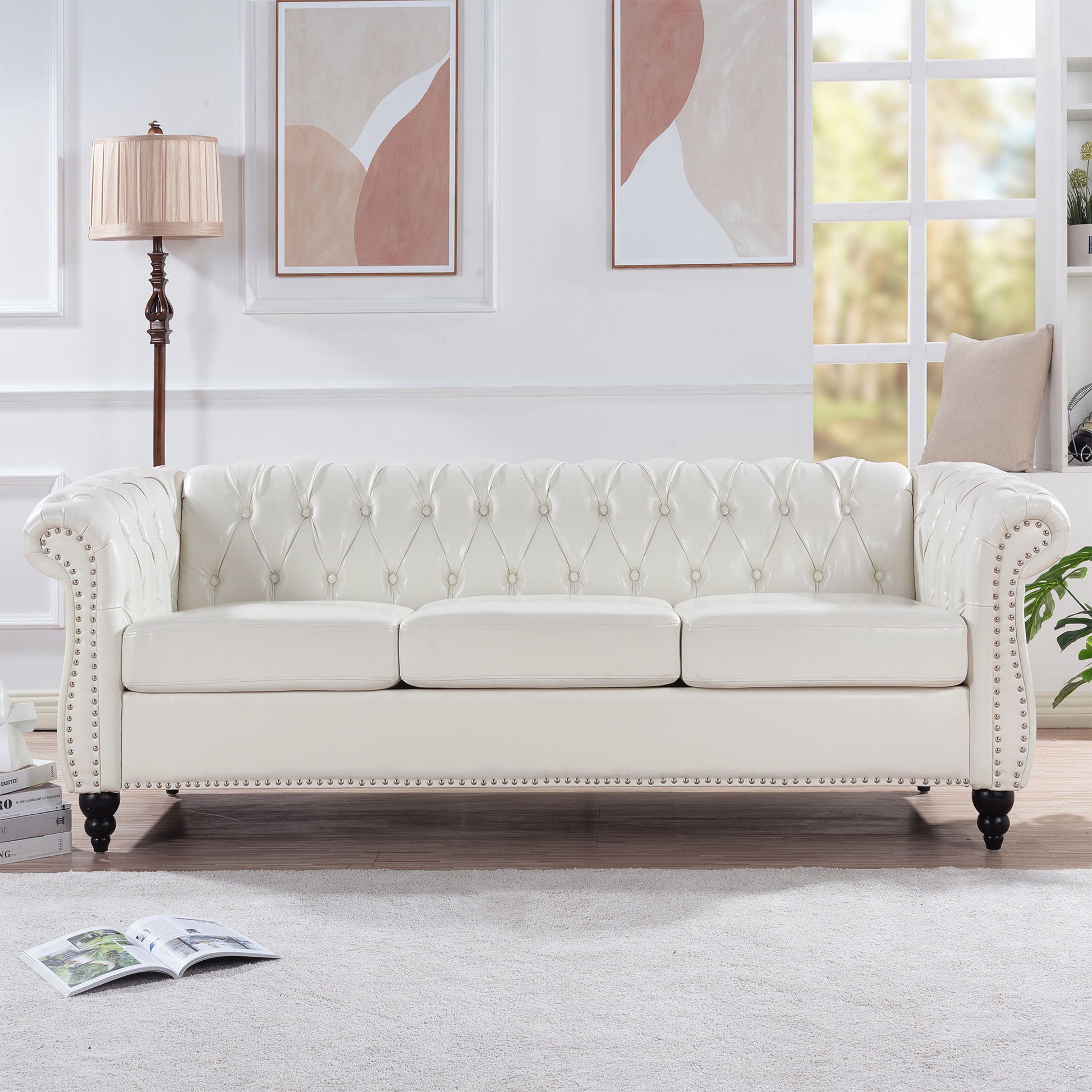 Rolled Arm Chesterfield 3 Seater Sofa Home Essentials