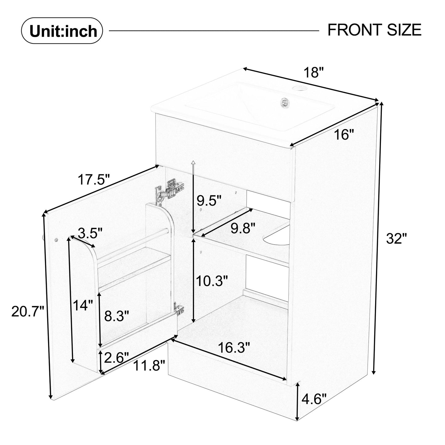 Bathroom Vanity With Sink, Cabinet With Adjustable Shelf Noble House